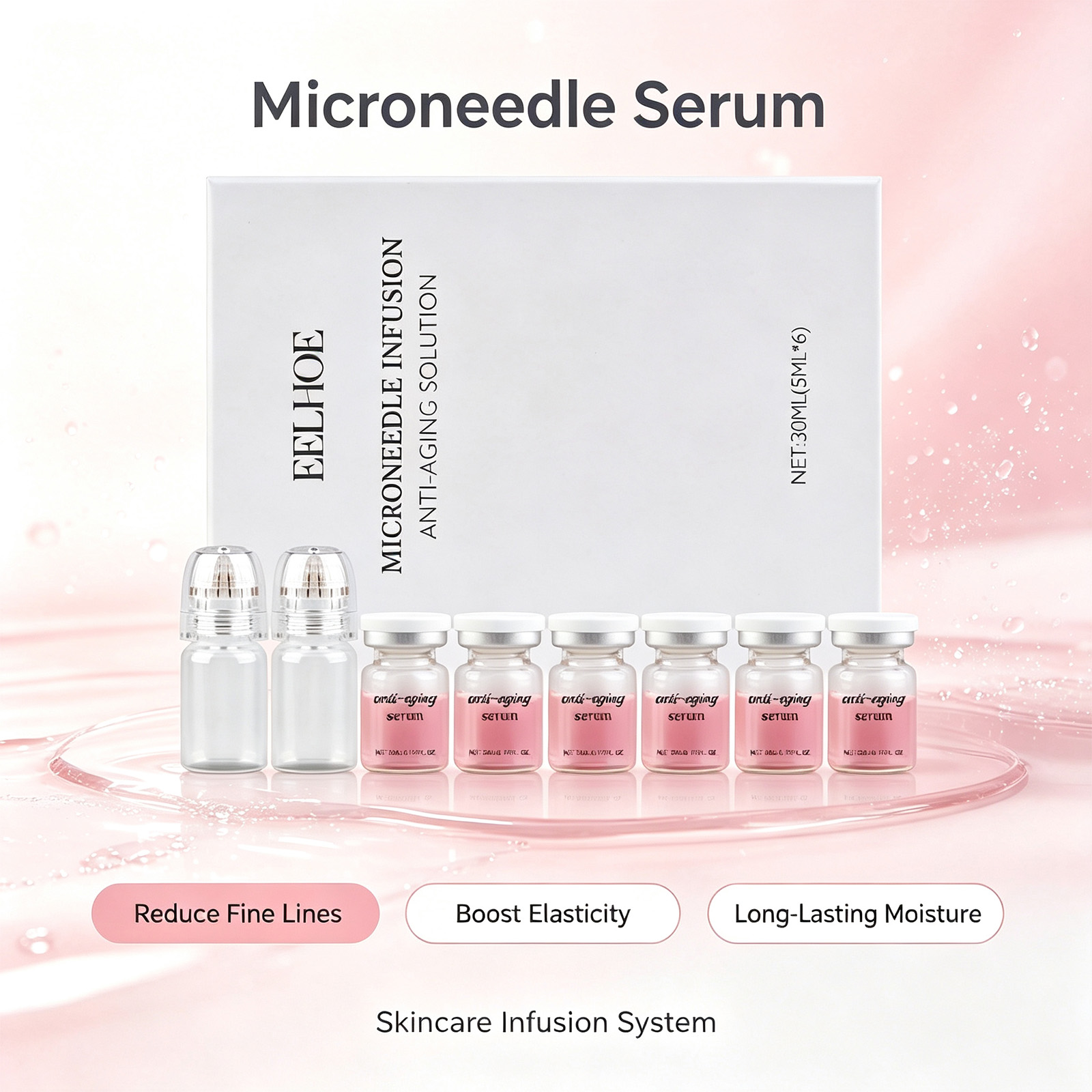 Hyaluronic Acid Facial Serum - Kit de sérum à micro-aiguilles 0,2