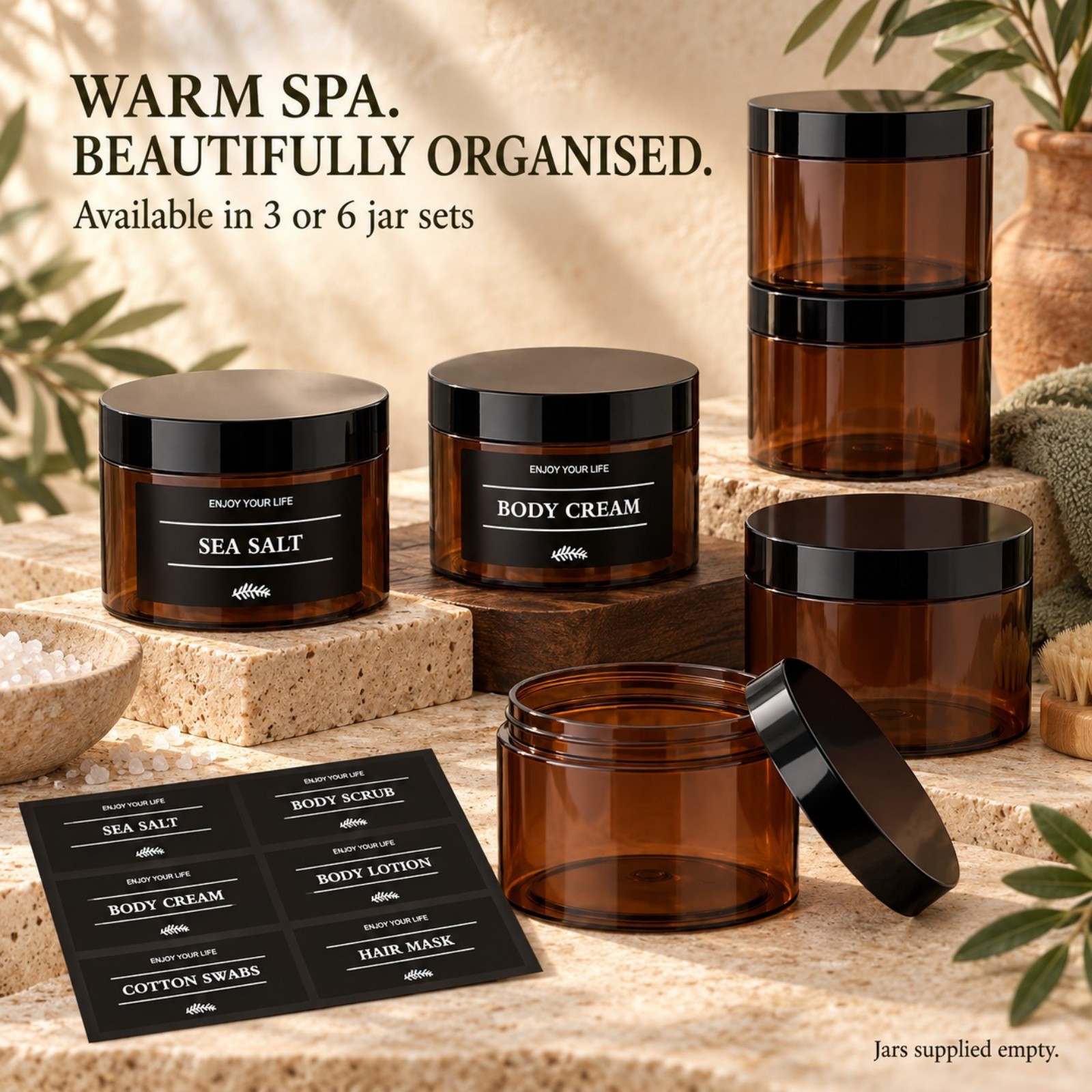 Hair Care - Lot de 3 bocaux de rangement